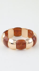 Rustic Glam Stone Cuff Bracelet - Brown